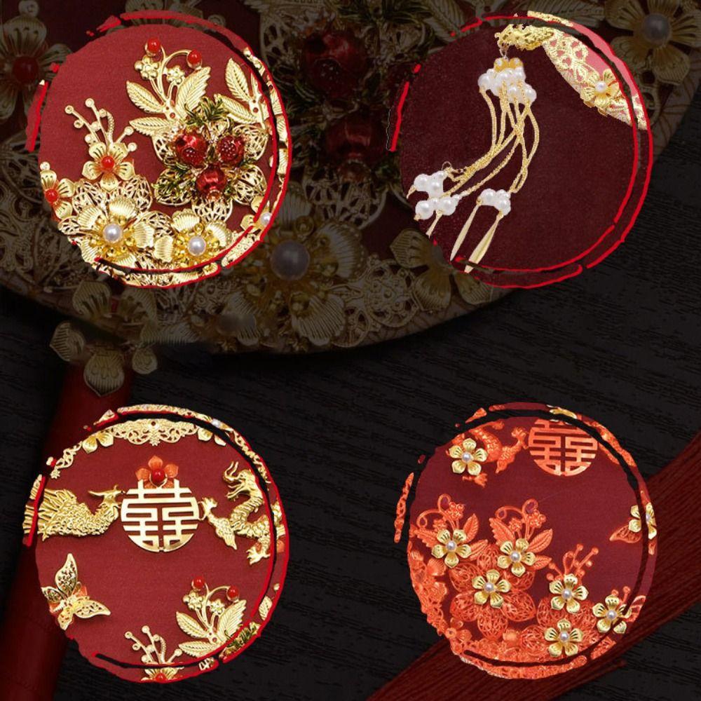Fan Manual Decorative Fan Bride Group Fan Bride Xiuhe Finished Product Hand Holding Fan Tuan Fan Xiuhe Clothes Fan Round Fan