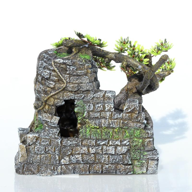 1pc Kreative große Buddha stamm aquarium landschaftsbau Schloss baum haus harz de