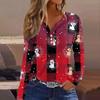 Women's T Shirt Tee Christmas Printed Button Long Sleeve Tunic Daily Weekend Fashion Basic V- Neck Regular Top
