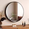 Round, Wall-mounted Bathroom Mirror with a Shatterproof Aluminum Frame, Perfect for Bathrooms, Vanity Mirrors, and Entryways. 70cm Diameter, Gold.