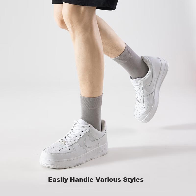 JOAE [100% Pure Cotton Odor-Resistant] Men's Socks, Spring And Autumn Breathable Sweat-Absorbing Mid-Calf Business Casual Socks