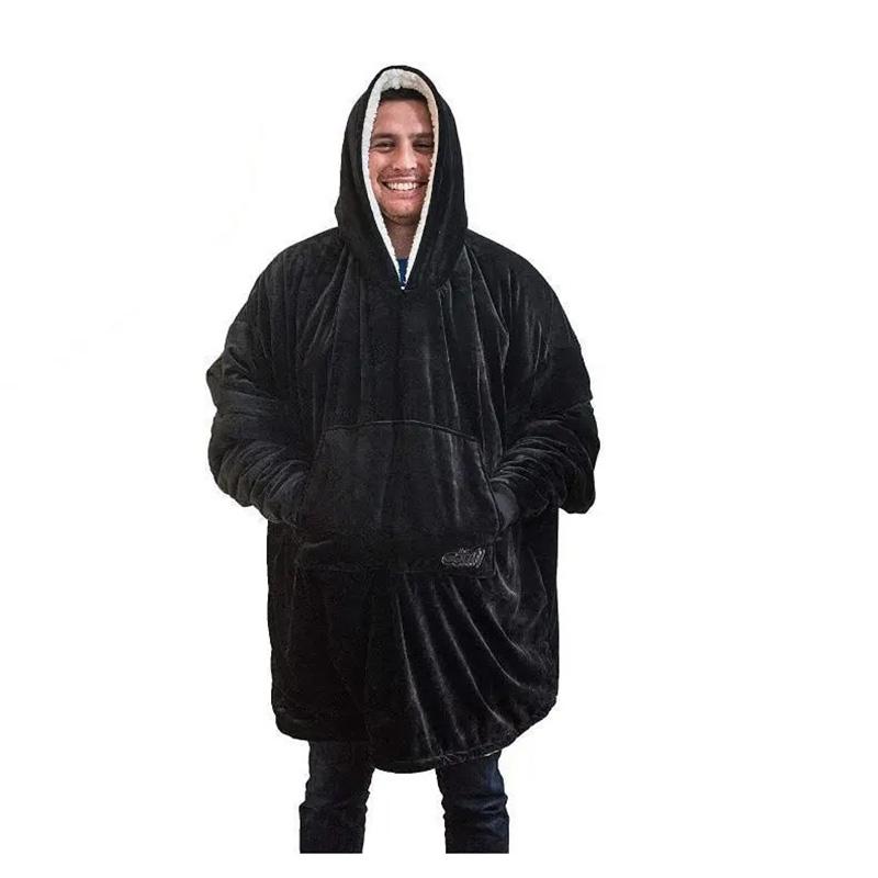 Podzim Zima Pohodlné Zesílené Teplé Domácí Oblečení TV Deka Páry Jednobarevné S Kapucí Velký Jedna Velikost Svetr Domácí Oblečení