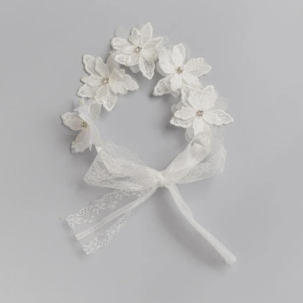 Bandeau Bébé en Dentelle Style Coréen - Design Cinq Pétales pour Nourrissons et Tout-Petits, Parfait pour les Photos et les Occasions Spéciales