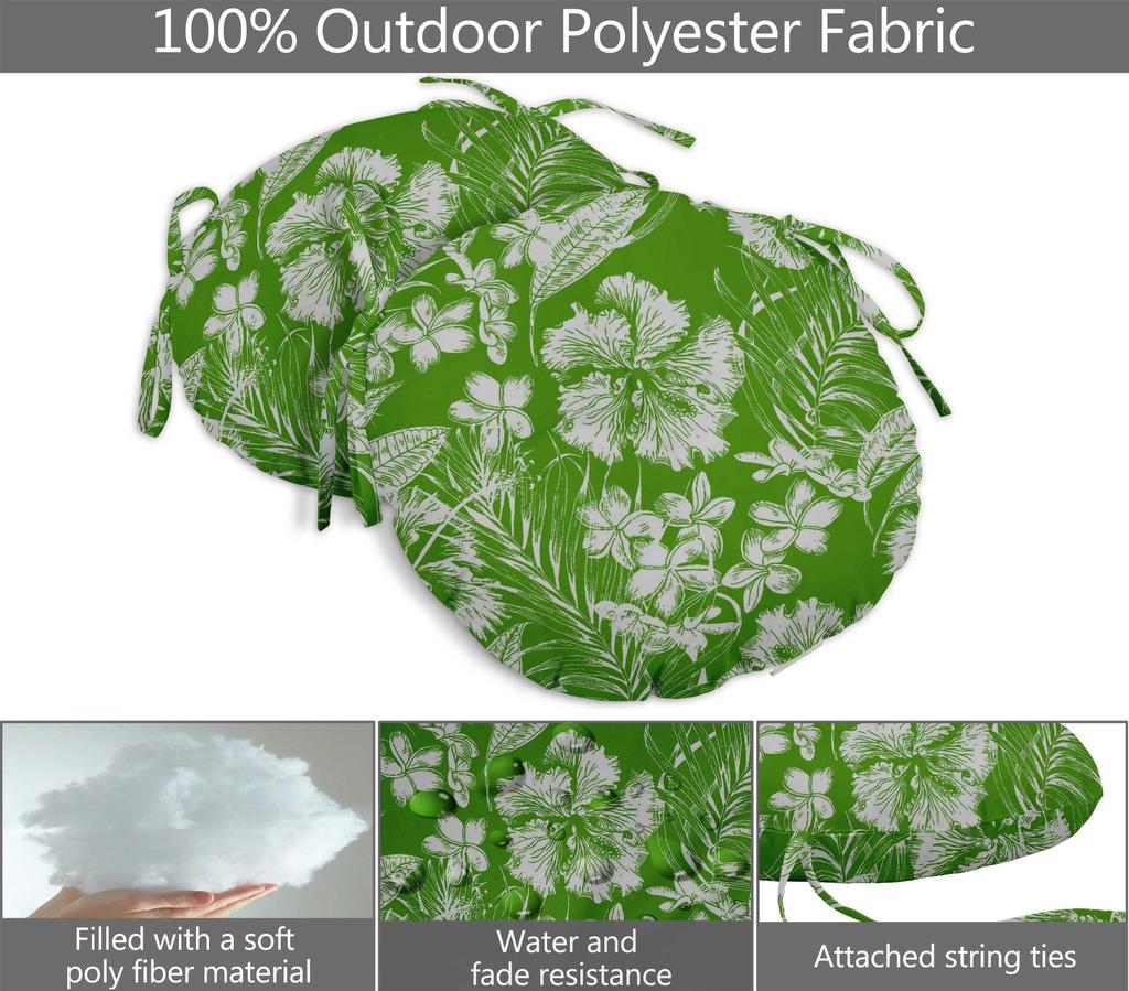 Vargottam Indoor Outdoor Round Bistro Chair Cushions Block Print 15-Inch Bistro Chair Pads Waterproof Seat Chair Cushion For Home