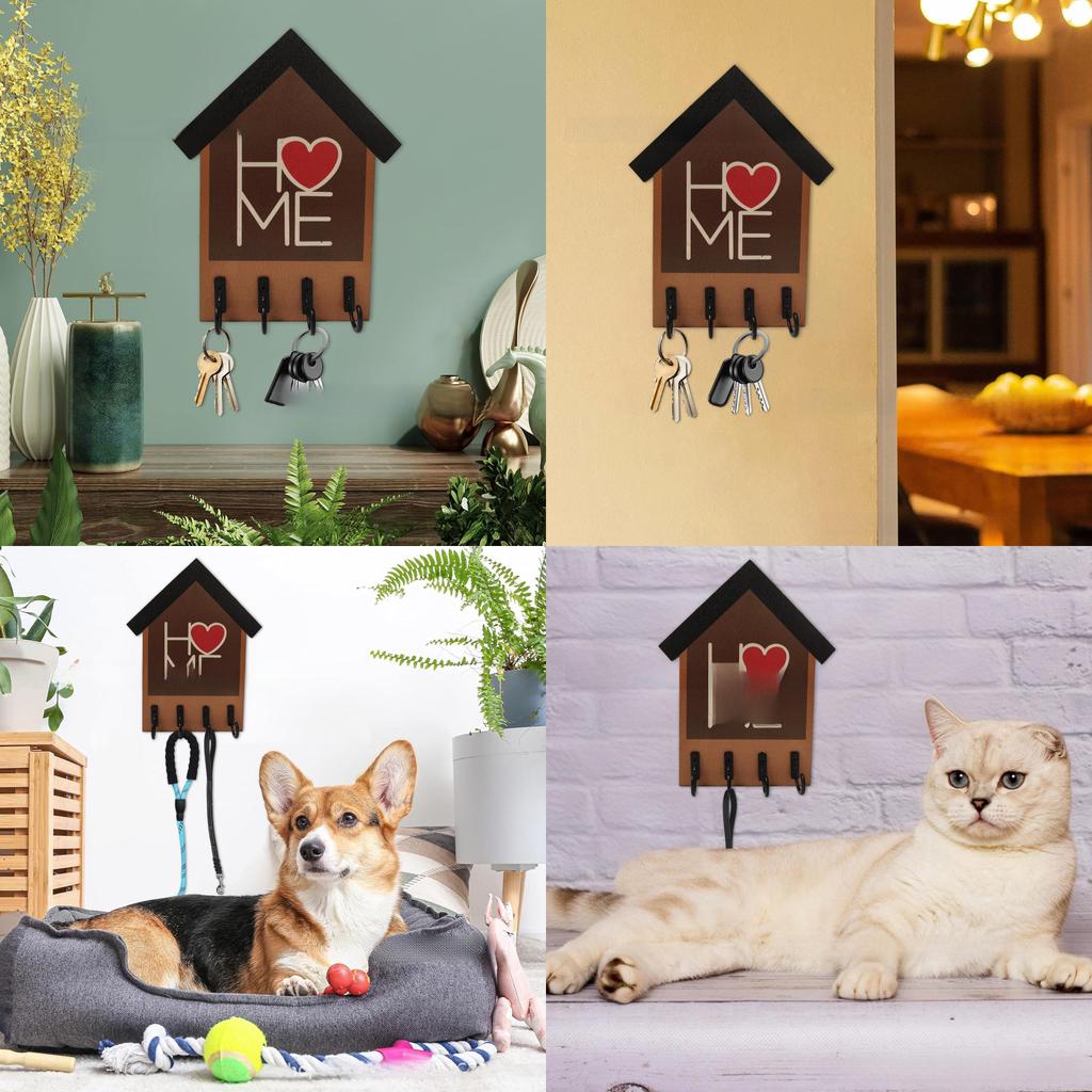 Rustic House Shape Wall Hanger With Home Sign For Wall Decor Gift
