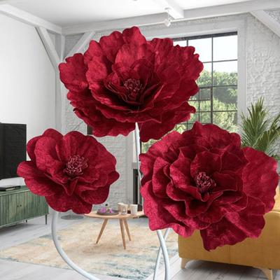 Large Artificial Peony Realistic Giant Fake Silk Flower Head with Stem Home Office Wedding Party Floral Arrangement Decoration