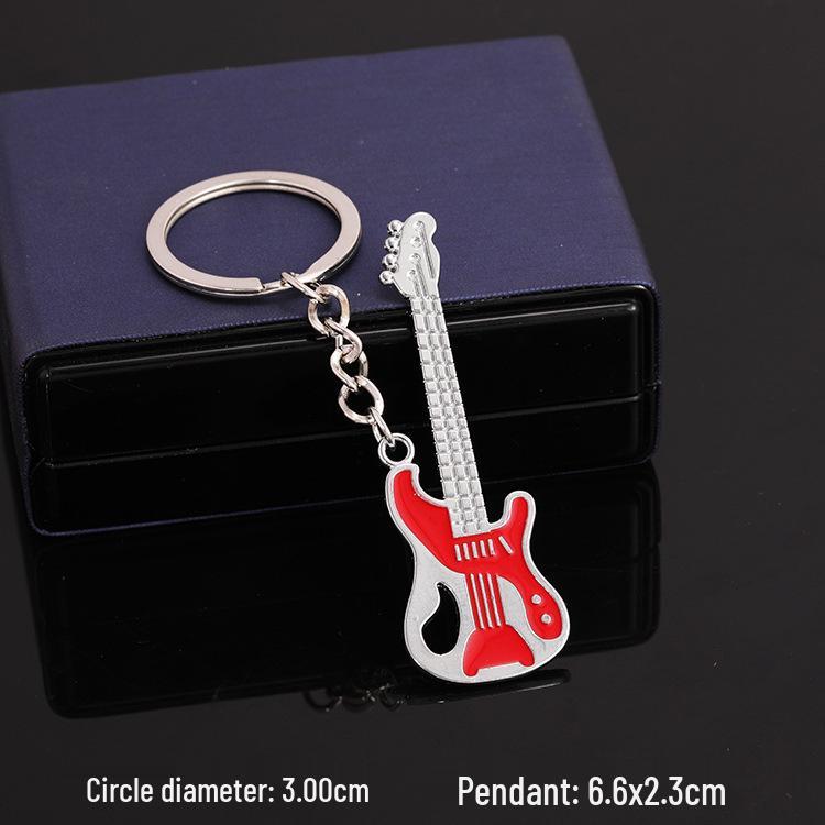 European & American Rock Guitar Keychain: Hip Hop Drip Oil Alloy Pendant Charm for Women's Bags