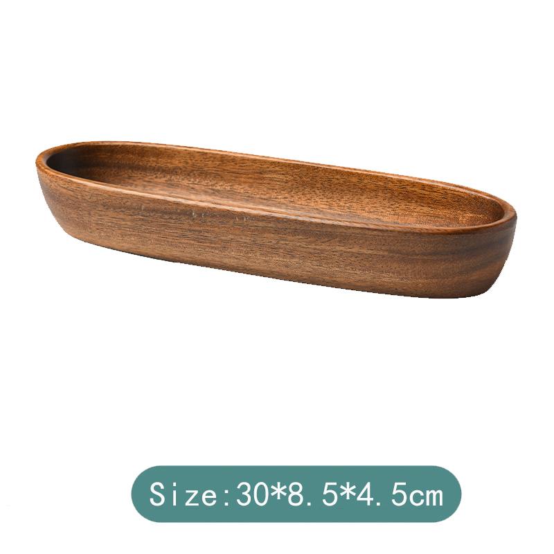 HeMu-Acacia Wood Solid Wood Dried Fruit Snack Plate, Salad Bowl, Multi-cell Snack Plate, Chinese Style