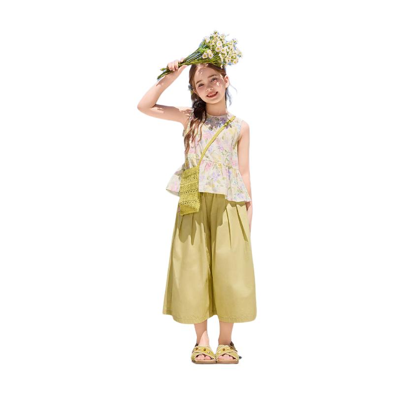 ASK JUNIOR Girls  Floral Sleeveless Top & Bloomers Set 130