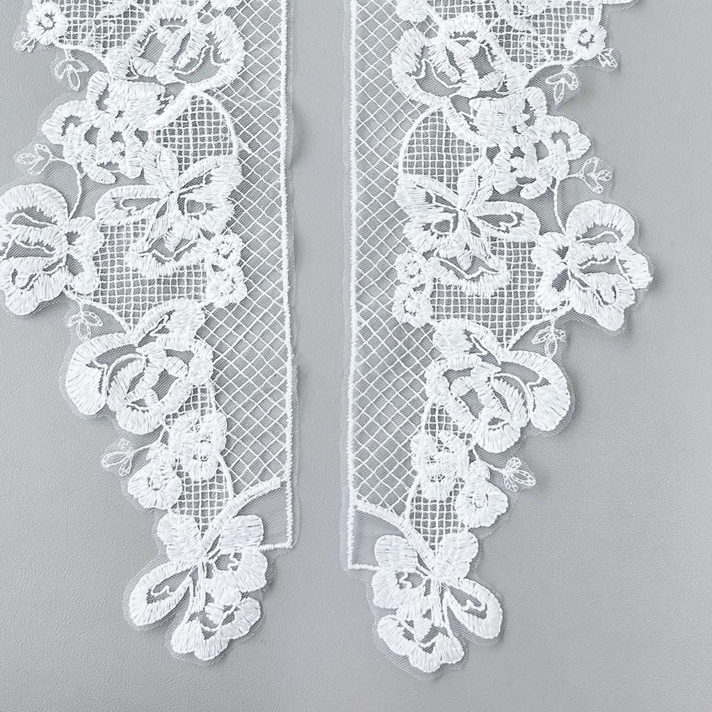 Front Collar Applique Wedding Dress, Clothing Accessories, Accessories, White Embroidered Mesh Pair, Lace Lace Cloth Sticker
