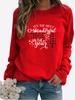 Jarní a podzimní dámský vánoční motiv Svetr s potiskem Zahuštěný kulatý výstřih s dlouhým rukávem Neformální mikina velké velikosti Top