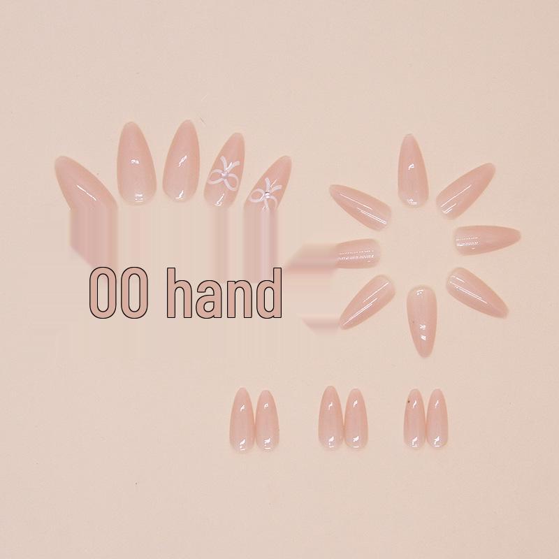 Cute Bowknot Almond-Shaped Press-on Nail Art Medium-Length False Nails
