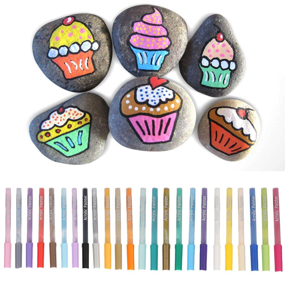 Coloured Acrylic Marker Pen Kit Non Toxic Water Based Painting Drawing Tool(24 Colors )