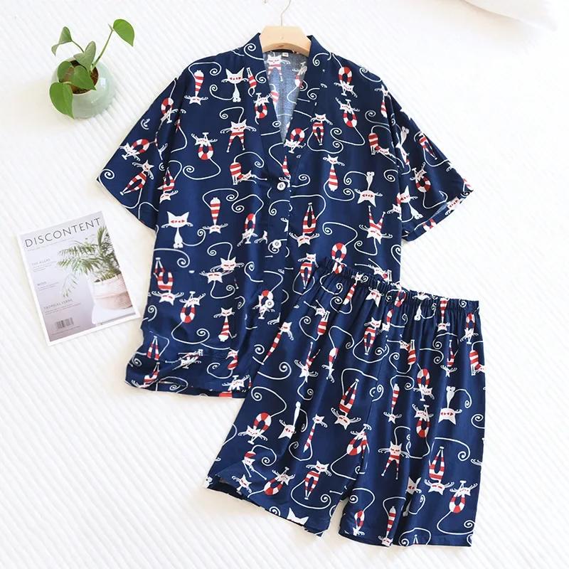 New Summer Ladies 100% Viscose Pajamas Short Sleeve Shorts Two Piece Floral V-Neck Thin Loose Women's Homewear Set Sleepwear
