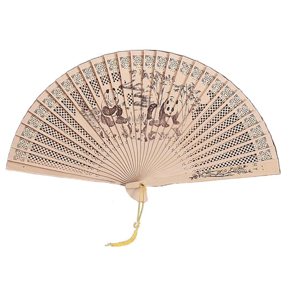 Ventaglio di legno dipinto di sandalo stile cinese retrò ventaglio pieghevole regalo ventaglio pieghevole intagliato vuoto