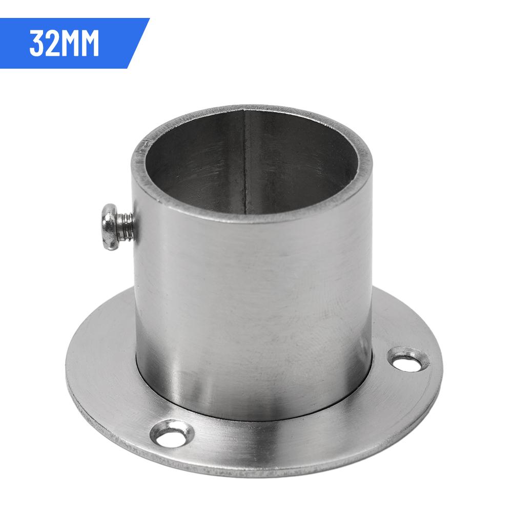 19/22/25/32mm Tube Support Closet Bar Stand Wardrobe Hanging Rail Rod Pole Socket End Flange Brackets Stainless Steel