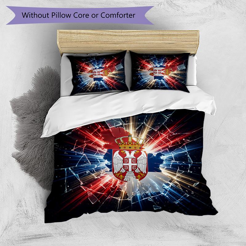 Serbia Printed Bedding 3 Piece Set Cozy Breathable Bed Cover Set as Housewarming Holiday Gift