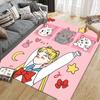 Sailor Moon Flannel Pattern Square Carpet,Area Rug,Carpet Rug for Living Room Bedroom Sofa Playroom Decor,Non-slip Floor Mat