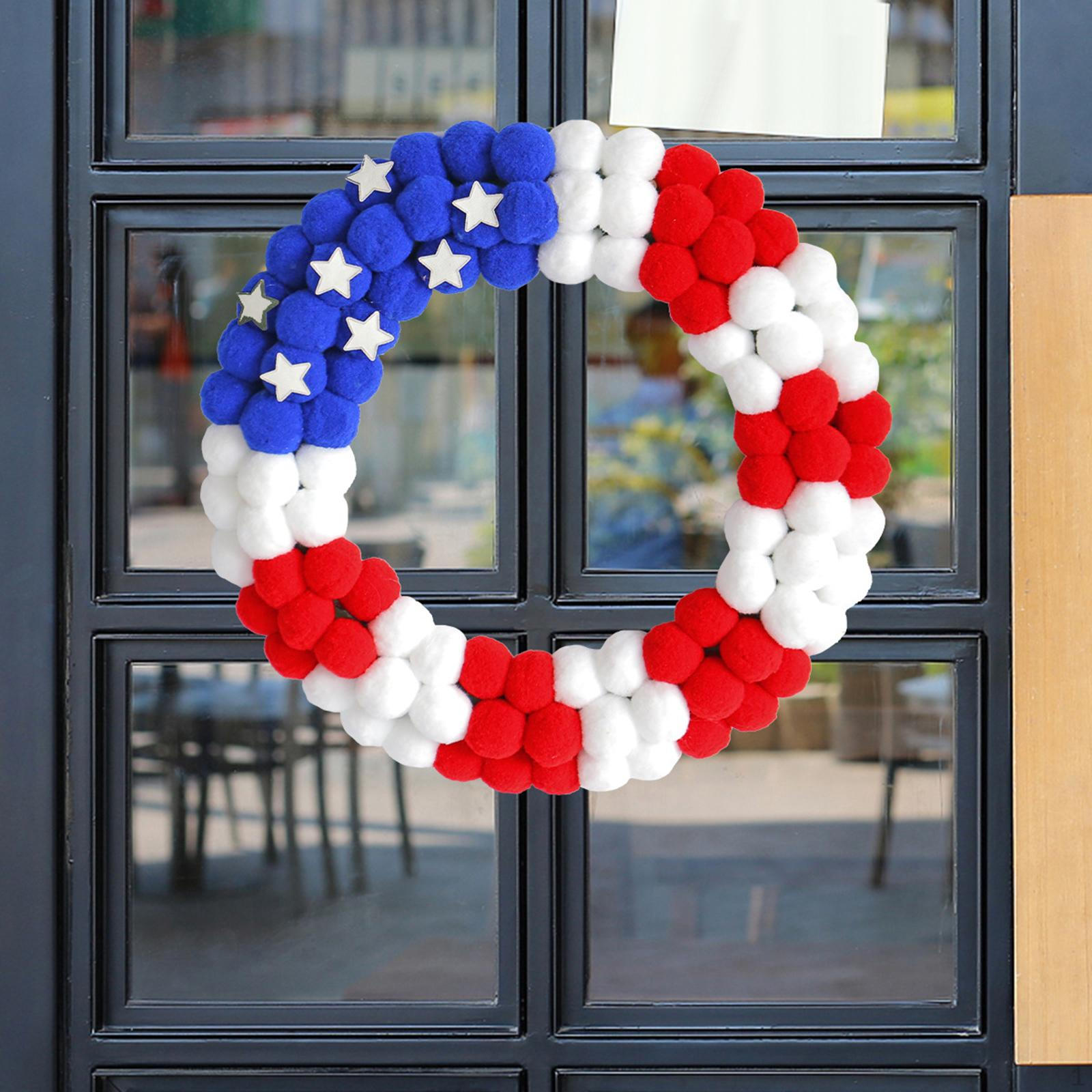 

Patriotic Ball Garland, 4TH of July Wreath,Hanging Ornament,Front Door Wreath for Window Decor