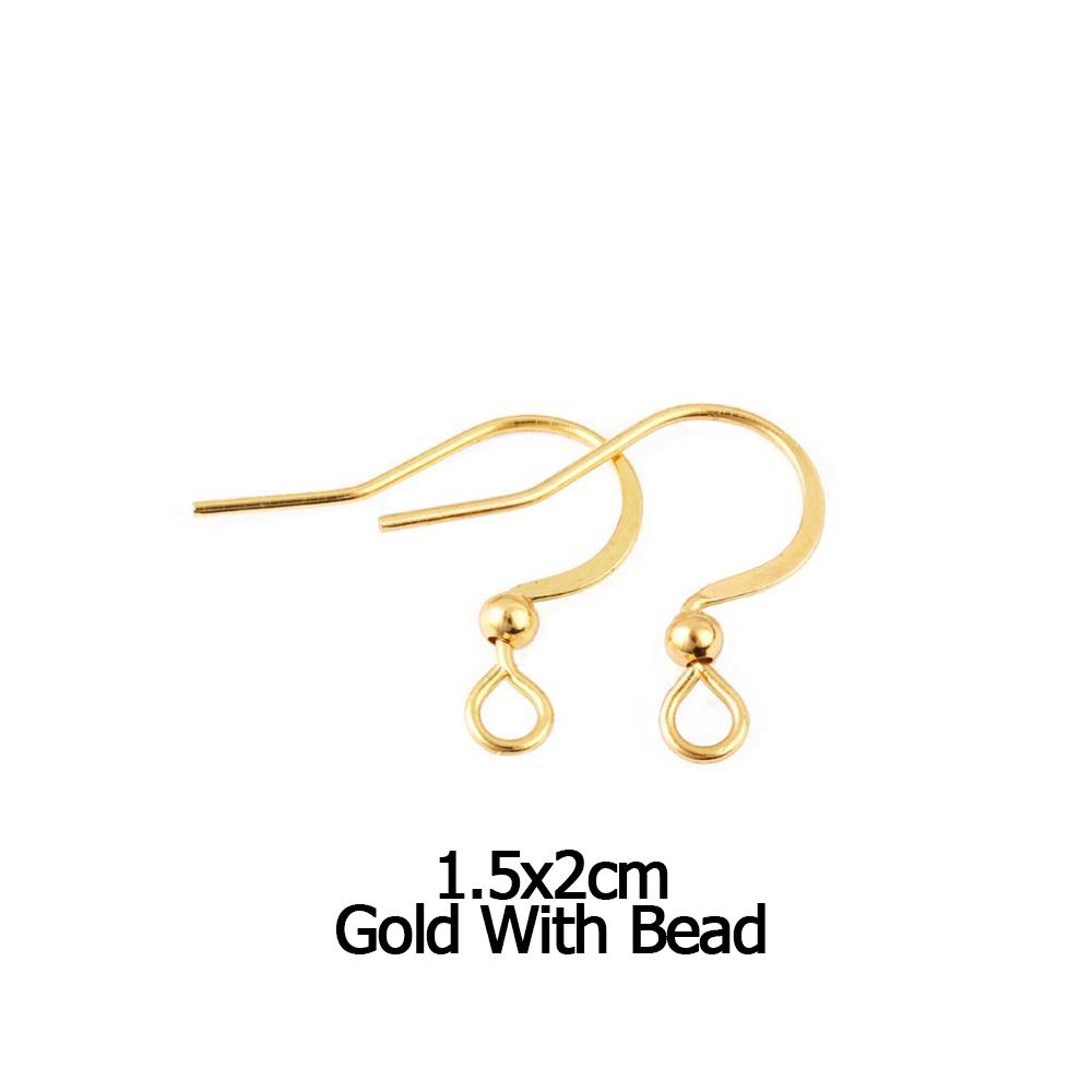 50 Stück/Los Goldfarbe Edelstahl Ohrhaken Ohrstecker Verschlüsse Mit Feder Ohrhaken Für Schmuckherstellung Zubehör