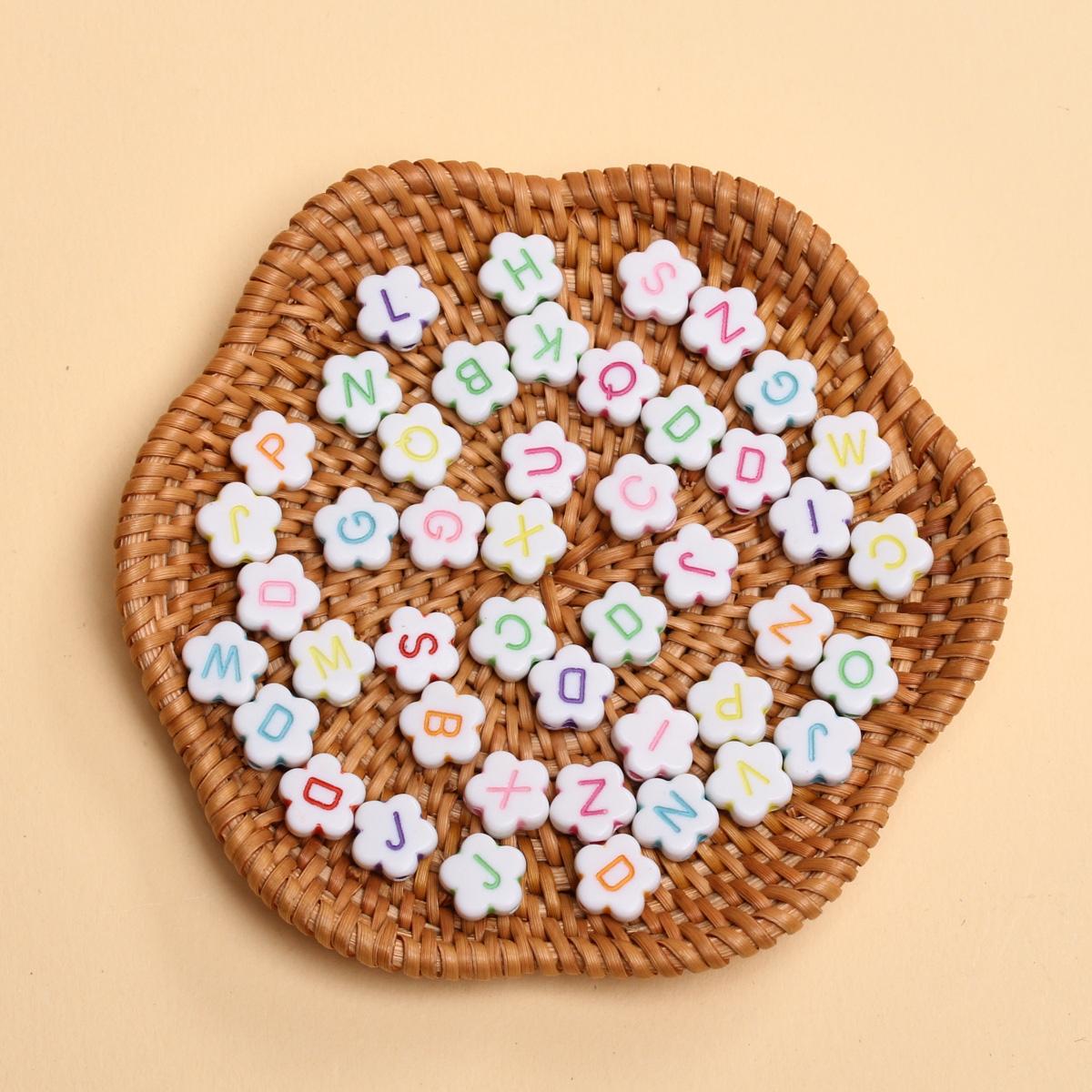 

50 шт 9 мм акриловые бусины в форме букв в форме цветка бусины в форме букв ручной работы браслет ожерелье своими руками