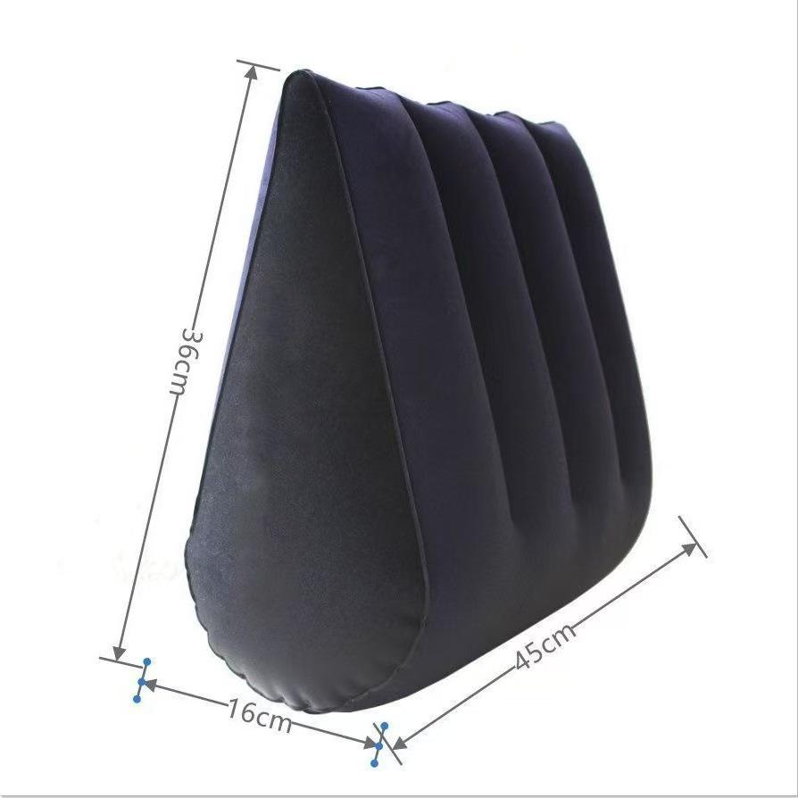 Inflatable Flocked PVC Triangle Pillow Outdoor Portable Cushion for Back Support.