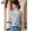 Women's Faux Two-Piece Long Sleeve T-Shirt