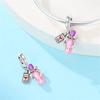 New Original Charms Beads Copper Pink Bow Wine Bottle Slightly Intoxicated Pendants For Woman Romantic Diy Jewelry