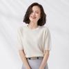 Spring and Autumn Women's T-shirt Knit Shirt Round Neck Simple Temperament Slim Top Solid Color Knitted Bottoming Thin