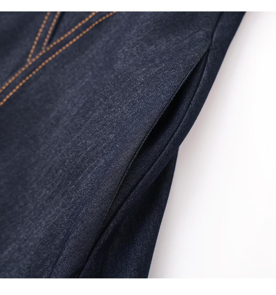 Nanyou Tencel Cotton Retro Waist-Cinched Denim Dress - Breathable, Slimming, Short-Sleeved for Spring/Summer