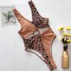 Damen Sexy Leopard Cutout Einteiler Badeanzug Badebekleidung Monokini Badehose