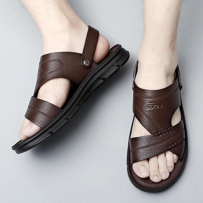 Fashion Men's Beach Sandals Open Toe Shoes High Quality Non-slip Men Slippers Breathable Two Uses Male Footwear Men Summer Outdoor Shoe