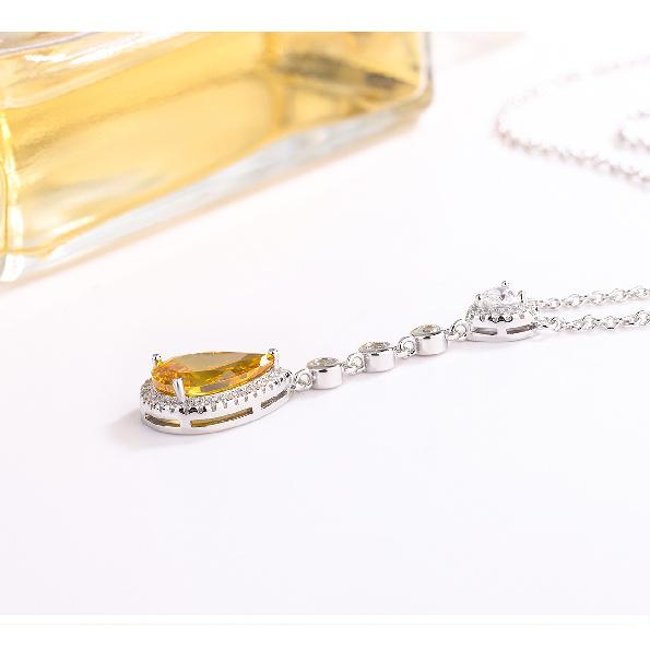 CC 925 Chain Pendant Necklaces For Women Silver Plated Yellow Cubic Zircon Wedding Party Accessories Fine Jewelry CCN356