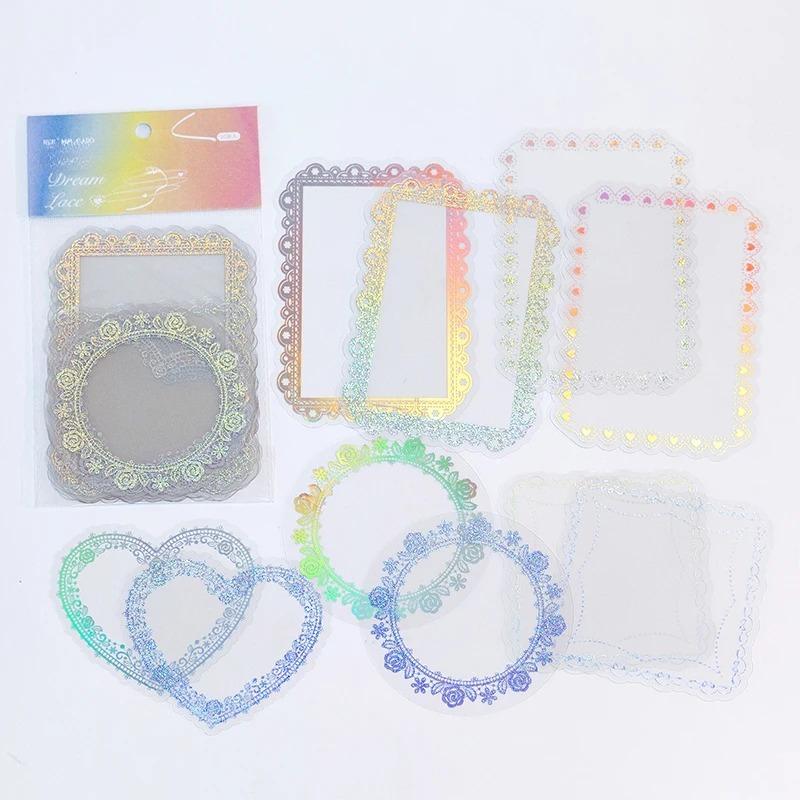

10Pcs Galaxy Bright Magic Circle Laser Silver Hollow Material Card Decorative Stationery Scrapbooking Diary Album Journal Planner