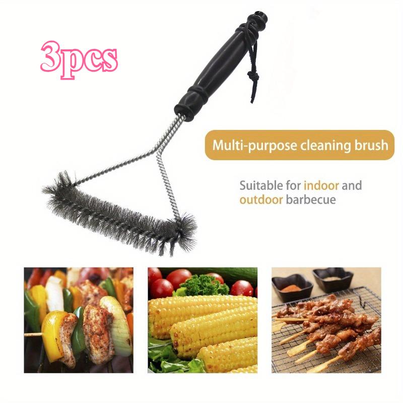 1PC Stainless Steel Wire Barbecue Cleaning Brush with Long Handle Y-shaped Curly Brush Non-stick Barbecue Cleaning Brush