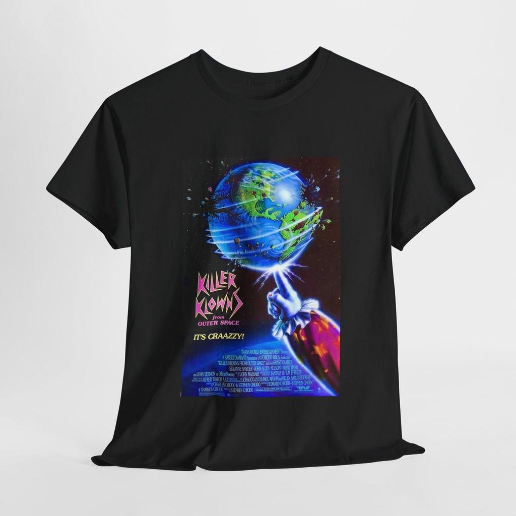 Unisex Shirt Cotton Oversize Large Size Killer Klowns from Outer Space Retro 80s Horror Movie Poster Tee