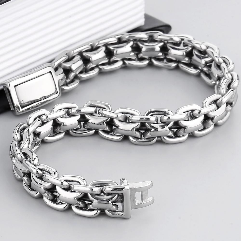 Men's High Polished 316L Stainless Steel Bracelet 20MM Wide 23CM Long Horsewhip Style Link Chain Man Bracelet Jewelry Accessory