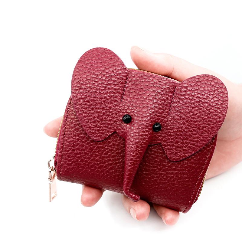 Pu Leather Baby Elephant Coin Purse Women'S Bag Pendant Creative Card Holder Storage Lipstick Envelope Zipper Money Bag