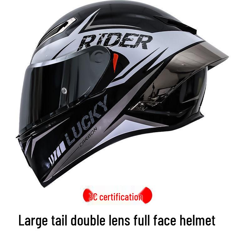 Unisex Carbon Fiber Full-Face Motorcycle Helmet with Bluetooth & Anti-Fog, 3C Certified for All Seasons