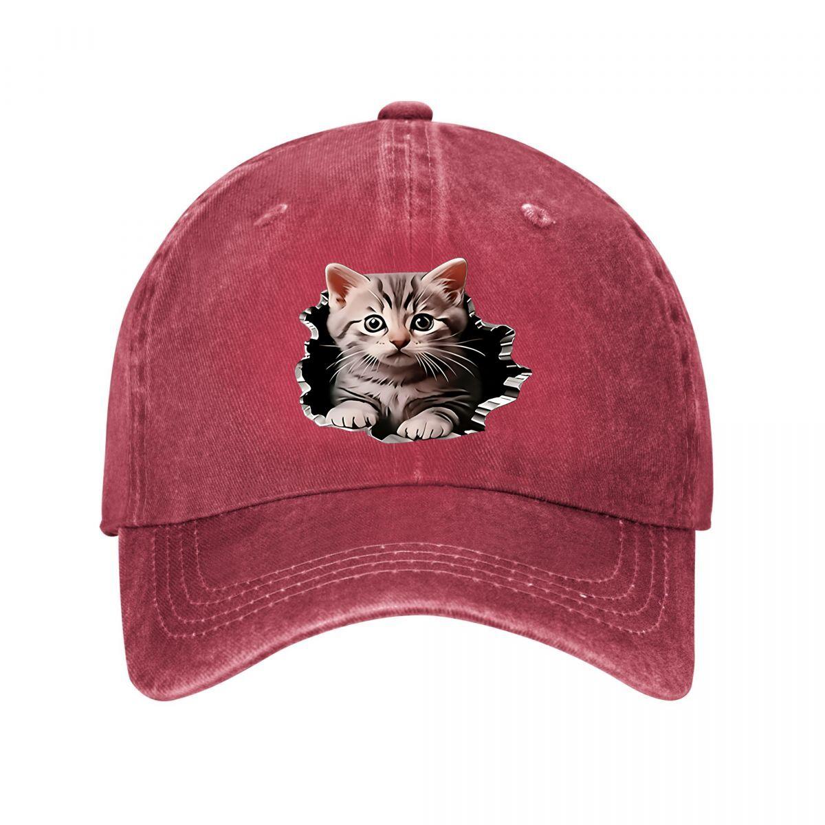 Cat Distressed Vintage Baseball Cap New Vintage Washed Cotton Baseball Cap Parent Kids Sun Hats Adjustable