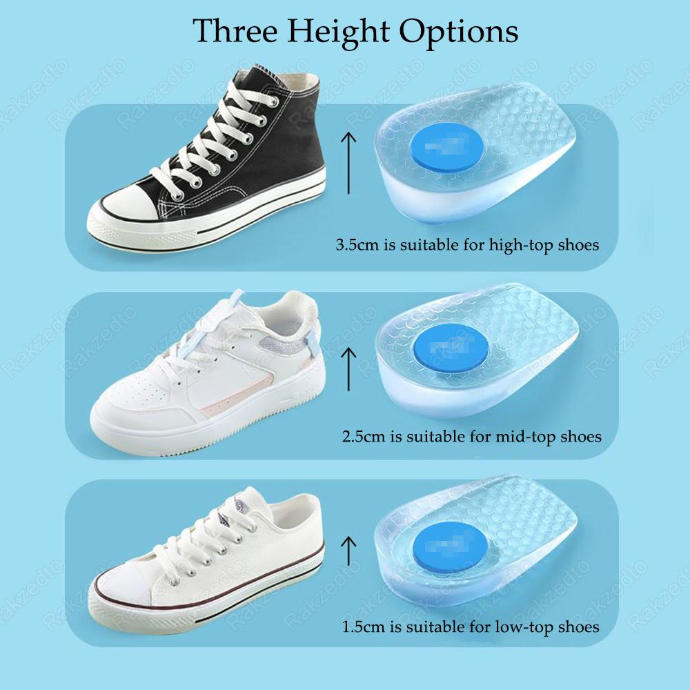 Silikon Einlegesohlen zur Höhenvergrößerung für Herren Damen Schuheinlagen Unsichtbare Erhöhungseinlegesohlen für Schuhe Fersenerhöhung Gel Fußpolster