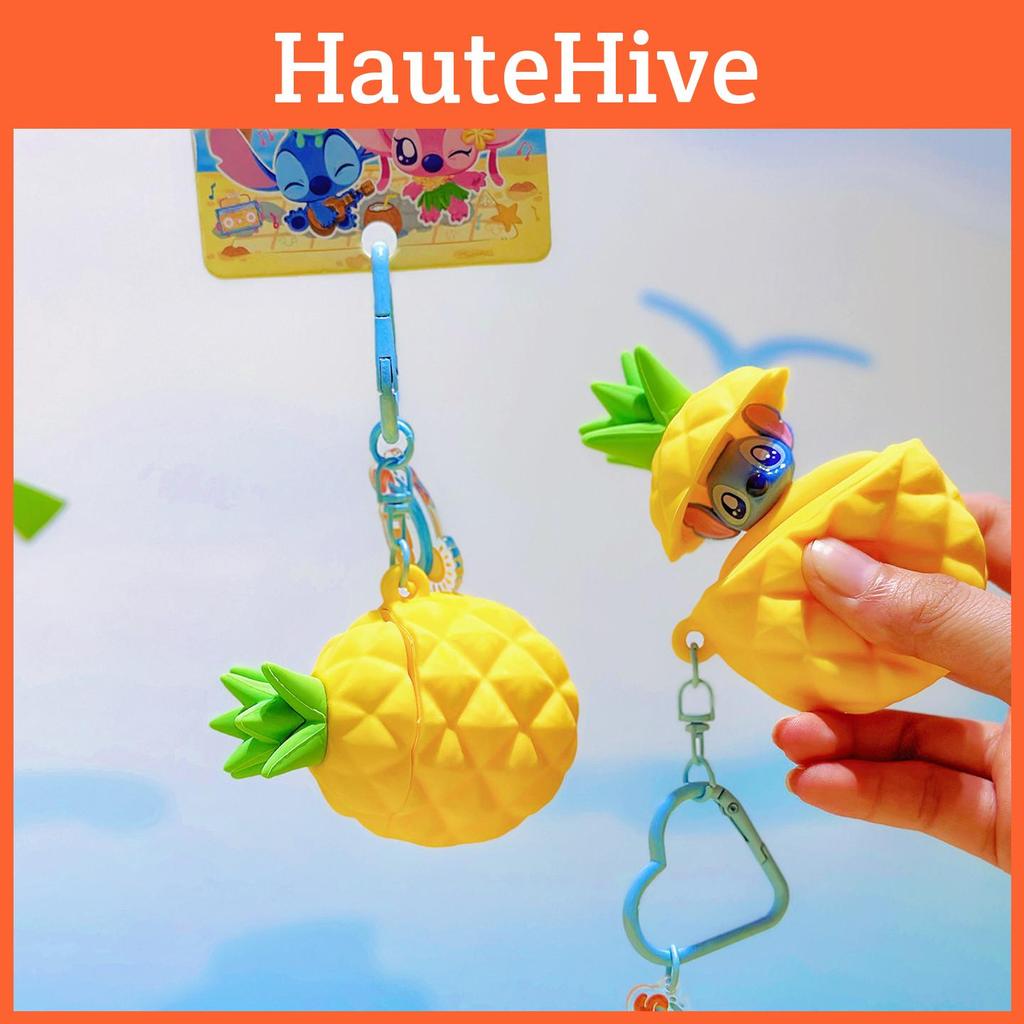 Stitch Summer Beach Collection Pineapple Silicone Keychain With Cute Character Design For Kids And Teens