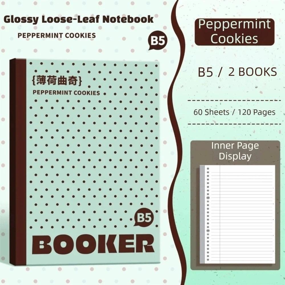 1 pcs/set Polka Dot B1 Loose Leaf Notebook Horizontal Line Inner Page Thin Soft Cover Lined Journal 61 Sheets Lightweight