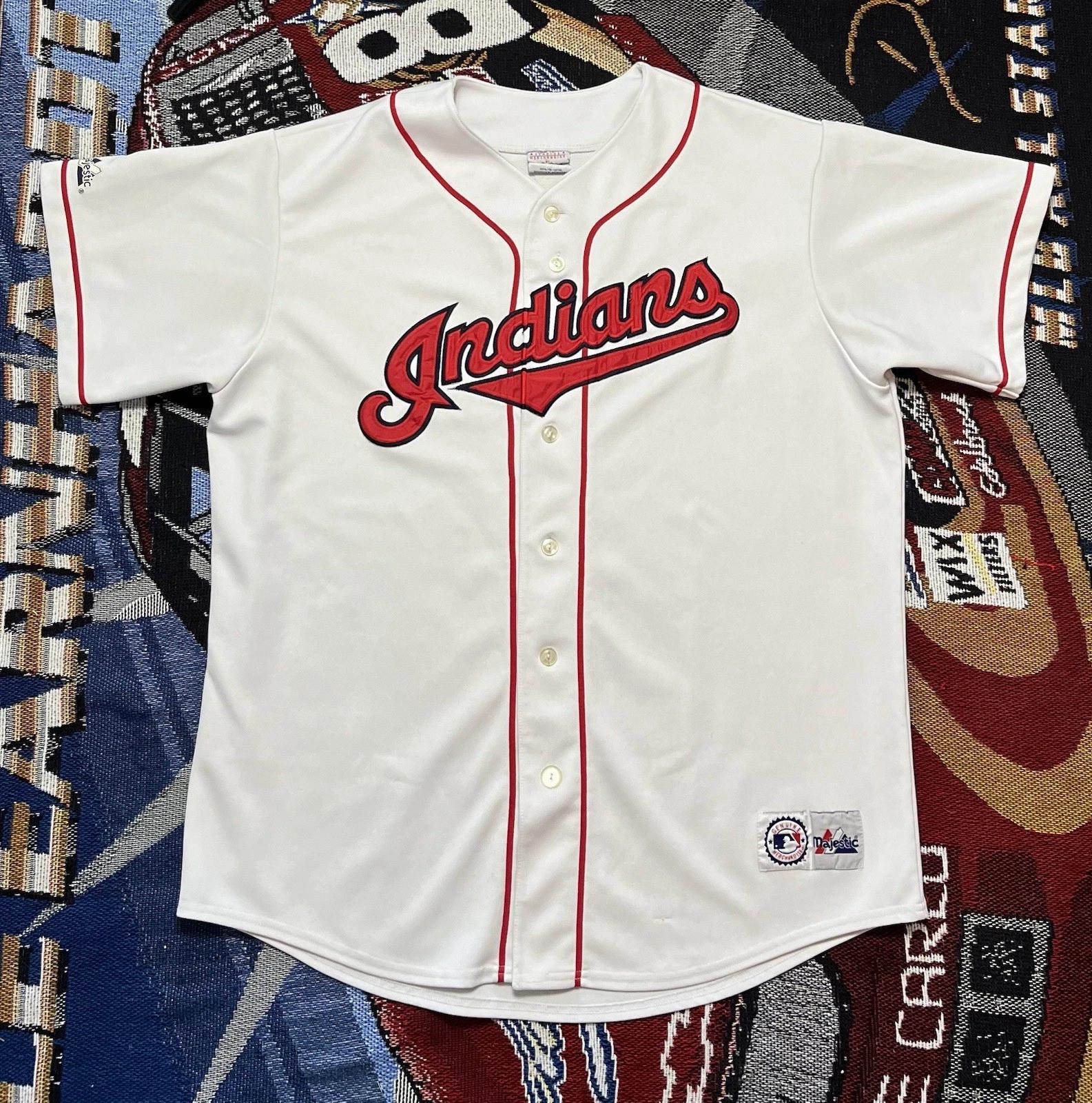 Vintage Cleveland Indians Baseball Jersey MLB Majestic 2XL Guardians Blank Sewn L