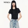 MO&Co. Acetate Merino Wool Pleated T-shirt