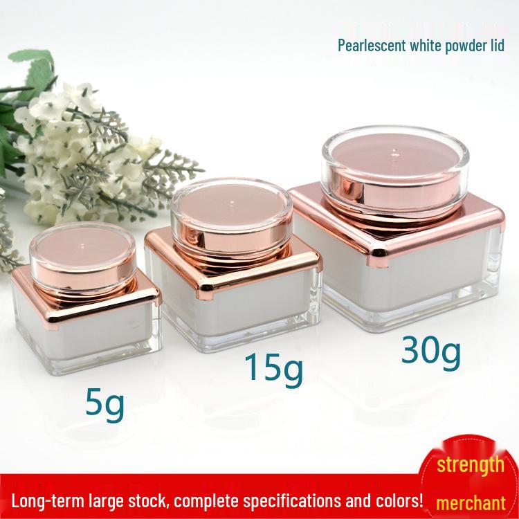 Square Refillable Skincare Set: 15g Eye Cream Bottle, 5g Silver Acrylic Jar, 30g Face Cream Bottle