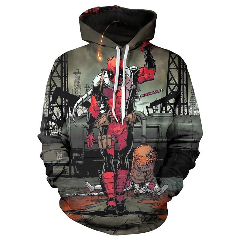 Men's Deadpool Sweatshirts Long Sleeve Hooded Coat Pullover Hoodies With Superhero Design