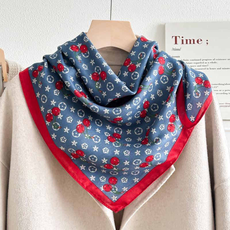 Chessboard Plaid 71CM Cotton and Linen Silk Scarf Small Square Scarf Women's Spring and Autumn Summer Thin Scarf Scarf Linen Headscarf Belt