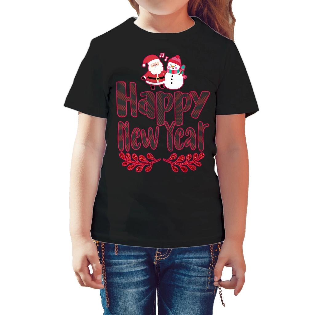 NYE Happy New Year Santa Sparkle Snowman Bling Cute Family Official Kids T-Shirt