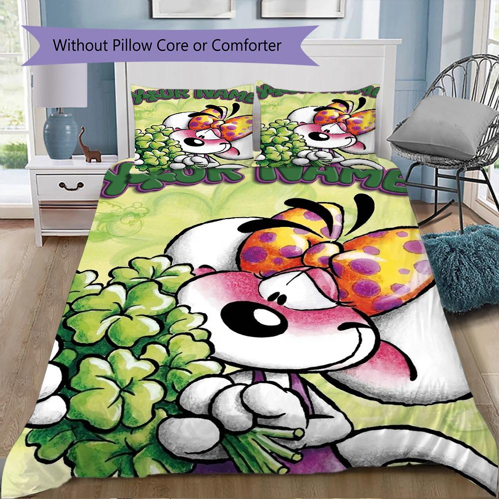 Custom Name Diddl Pattern Bedding Uilt Set Uilt Cover Pillowcase Home Decoration Birthday Gift (1*duvet Cover+2*pillowcase Without Core)